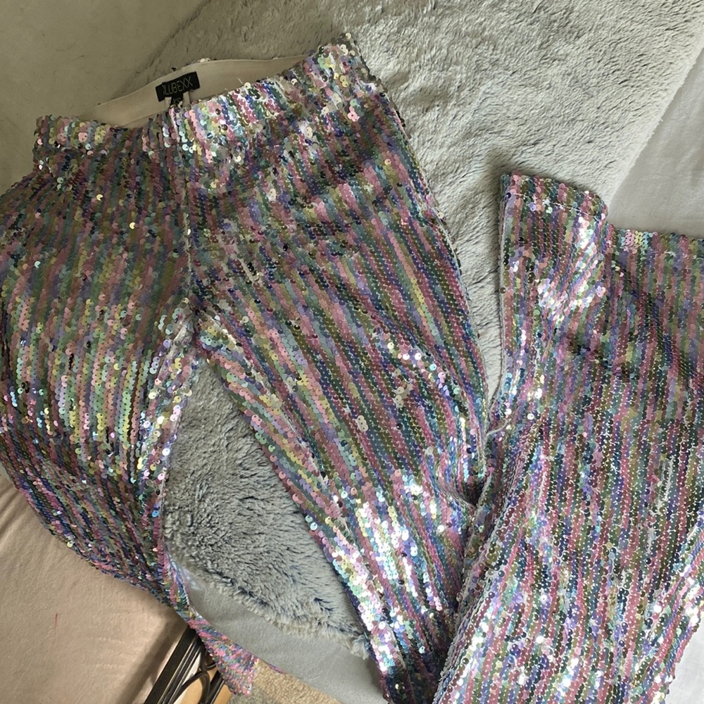 Sequin super flare pants